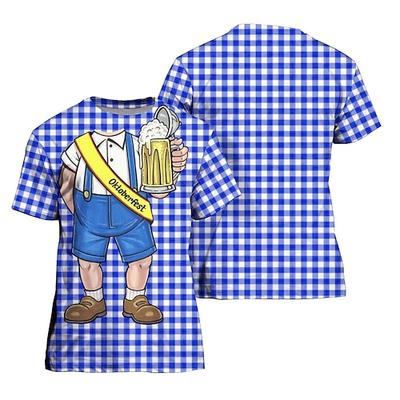 Oktoberfestbier Bayerisch T-Shirt-Ärmel Lederhosen 3D Grafik Für Paar Herren Damen Erwachsene Karneval Oktoberfestbier 3D-Druck Party Casual Image