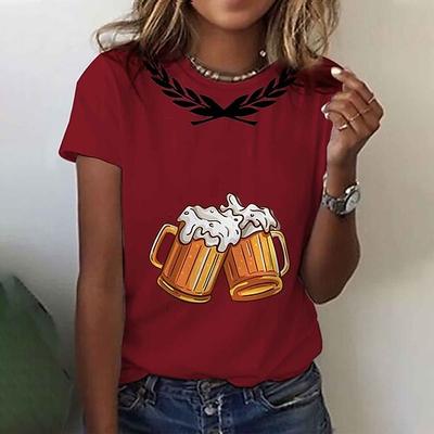 Bier Cosplay Kostüm T-Shirt-Ärmel Bedruckt Klassisch Streetstyle Für Damen Erwachsene Karneval Oktoberfestbier Heißprägen Party Casual Image