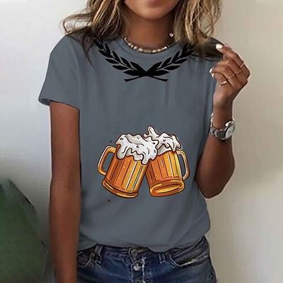 Bier Cosplay Kostüm T-Shirt-Ärmel Bedruckt Klassisch Streetstyle Für Damen Erwachsene Karneval Oktoberfestbier Heißprägen Party Casual Image