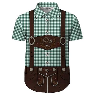 Oktoberfestbier Bluse / Hemd Lederhosen Bedruckt Grafik Für Herren Erwachsene Karneval Oktoberfestbier 3D-Druck Party Urlaub Image
