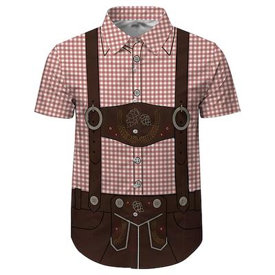 Oktoberfestbier Bluse / Hemd Lederhosen Bedruckt Grafik Für Herren Erwachsene Karneval Oktoberfestbier 3D-Druck Party Urlaub Image