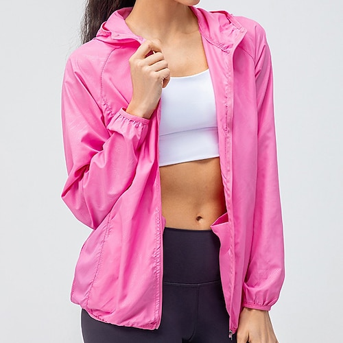 Damen-Kapuzenjacke mit Reißverschlusstaschen Kapuze mit mehreren Taschen wasserdichter Stoff Damen-Skin-Jacke Image