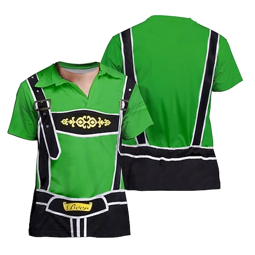 T-Shirt Lederhosen 3D Bayerisch Streetstyle T-Shirt Ärmel Grafik für Herren Erwachsene 3D-Druck für Karneval Oktoberfestbier Party Alltagstauglich Image