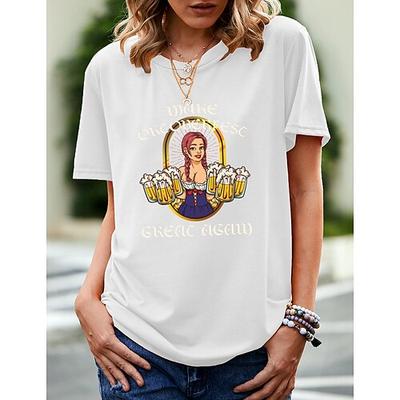 Bier Cosplay Kostüm T-Shirt-Ärmel Bedruckt Klassisch Streetstyle Für Damen Erwachsene Karneval Oktoberfestbier Heißprägen Party Casual Image