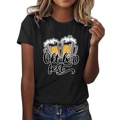 Bier Cosplay Kostüm T-Shirt-Ärmel Bedruckt Bier Klassisch Streetstyle Für Damen Erwachsene Karneval Oktoberfestbier Heißprägen Party Casual