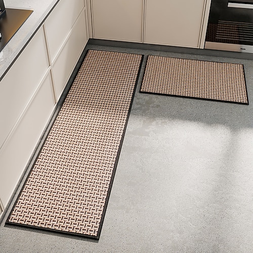 rutschfeste, waschbare Küchenteppicheamp;Matten Anti-Ermüdung, rutschfeste, saugfähige, gewebte Läufer mit Gummirücken für Böden, maschinenwaschbare Bauernhaus-Stehmatten für Spüle, Waschküche, Flur Image