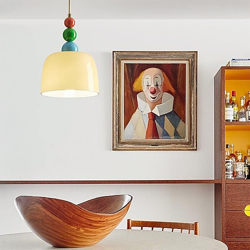 LED-Pendelleuchte, 3-farbiges Licht, 19,5 cm, 1-flammig, kreative hutförmige Glas-Hängelampe, Lampenschirm, bündige Deckenmontage, Kronleuchter im nordischen minimalistischen Stil, Nachttisch, Image