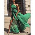 Damen Maxikleid Cocktailkleid Kleid für Hochzeitsgäste Chiffonkleid A Linie Kleid Elegant Sexy Formell Hochzeit Party Normale Passform Ärmellos V Ausschnitt Gelb Rote Purpur Grün Sommer