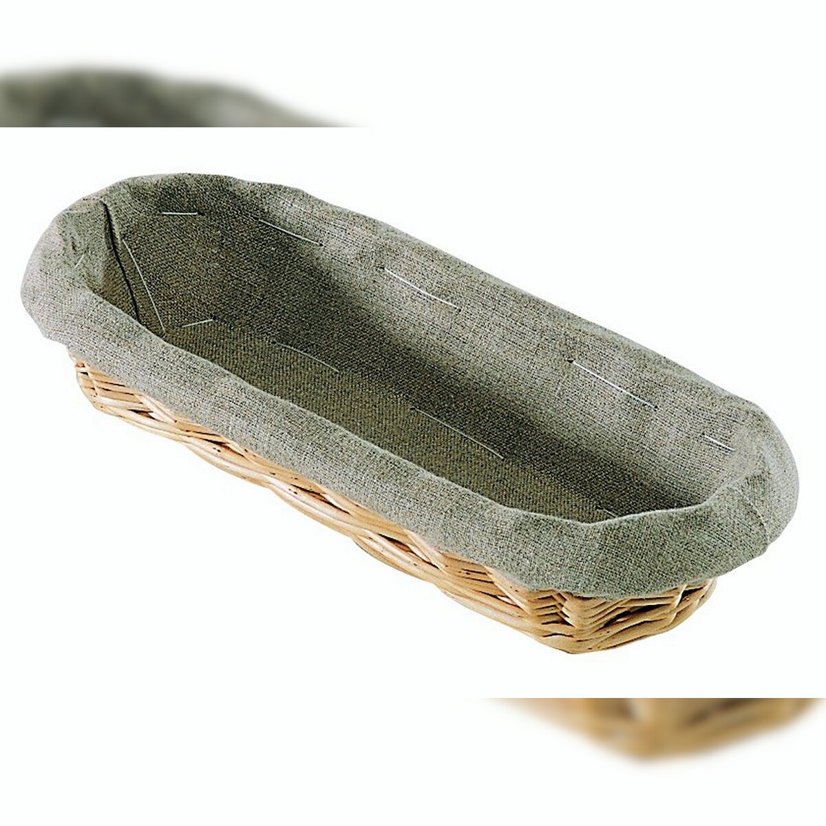 Vannerie de Villaines Lange Weidenkorb mit Leinen L.40x18 H.9- 1kg Image