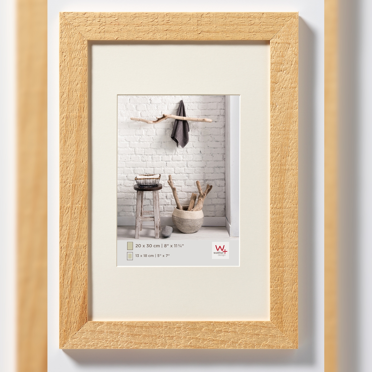 walther + design Home Holz Bilderrahmen, natur, 15 x 20 cm Image
