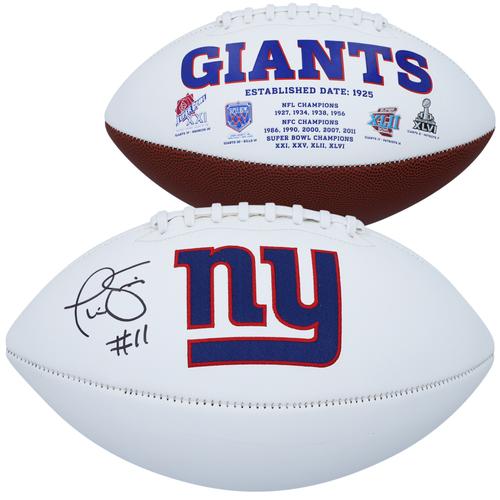 Phil Simms New York Giants signierter weißer Panel-Football