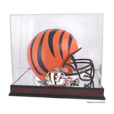 Vitrine mit Helmlogo der Cincinnati Bengals aus Mahagoni mit verspiegelter Rückseite Image