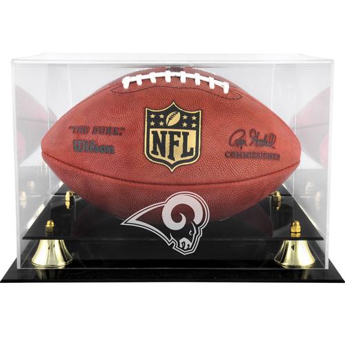 Goldene Vitrine mit klassischem Football-Logo der St. Louis Rams Throwback mit verspiegelter Rückseite