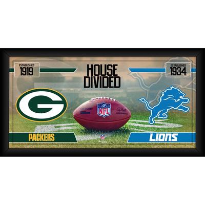 Green Bay Packers vs. Detroit Lions, gerahmt, 25,4 x 50,8 cm, Haus geteilte Football-Collage Image