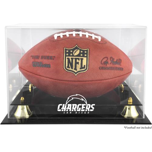 Goldene Vitrine mit klassischem Teamlogo des San Diego Chargers-Fußballs