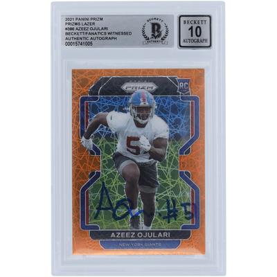 Azeez Ojulari New York Giants signiert 2021 Panini Prizm Lazer #386 Beckett Fanatics bezeugt authentifiziert 10 Rookie-Karte Image