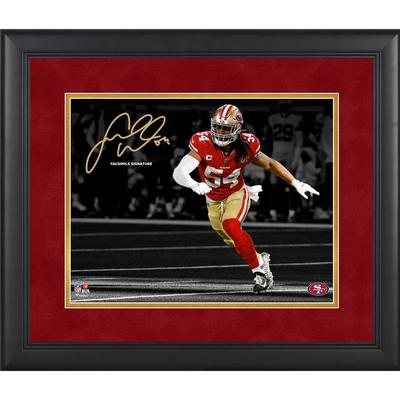 Fred Warner San Francisco 49ers Faksimile Signatur gerahmt 11" x 14" Spotlight Foto Image