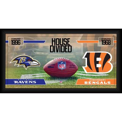 Baltimore Ravens vs. Cincinnati Bengals, gerahmt, 25,4 x 50,8 cm, House Divided Football Collage Image