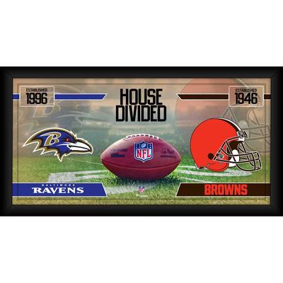 Baltimore Ravens vs. Cleveland Browns, gerahmt, 25,4 x 50,8 cm, House Divided Football Collage Image