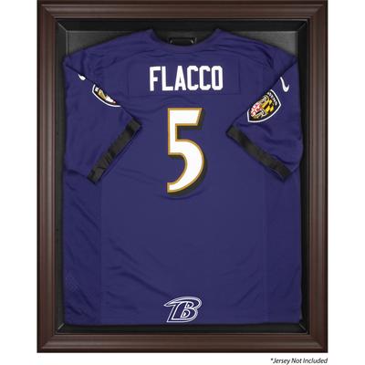 Vitrine mit Logo-Trikot der Baltimore Ravens in Braun mit Rahmen Image
