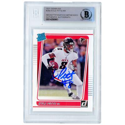 Kyle Pitts Atlanta Falcons signierte 2021 Donruss bewertete Rookies #260 Beckett Fanatics bezeugte authentifizierte Rookie-Karte Image