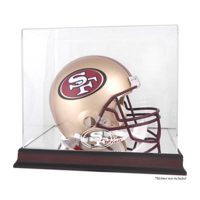 Vitrine für San Francisco 49ers-Helm aus Mahagoni mit verspiegelter Rückseite Image