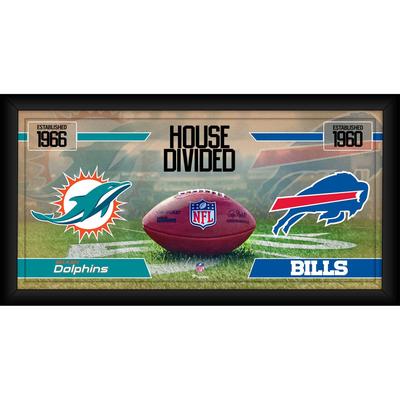 Miami Dolphins vs. Buffalo Bills, gerahmt, 25,4 x 50,8 cm, Haus geteilte Football-Collage Image