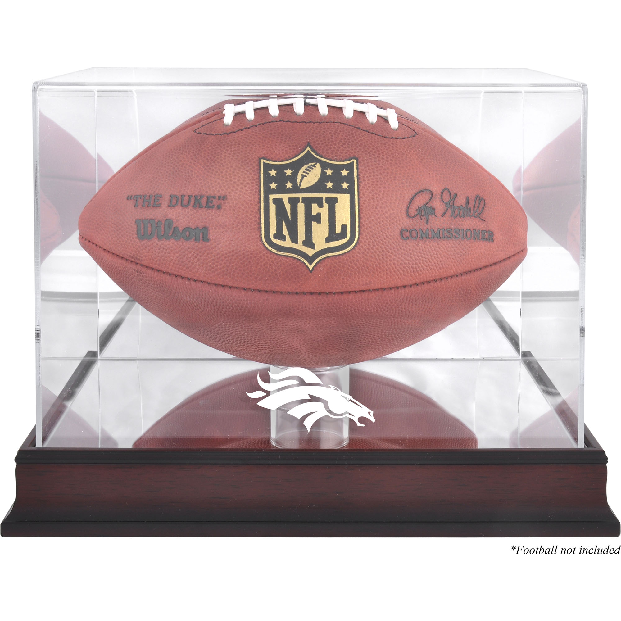 Vitrine mit Football-Logo der Denver Broncos aus Mahagoni mit verspiegelter Rückseite Image