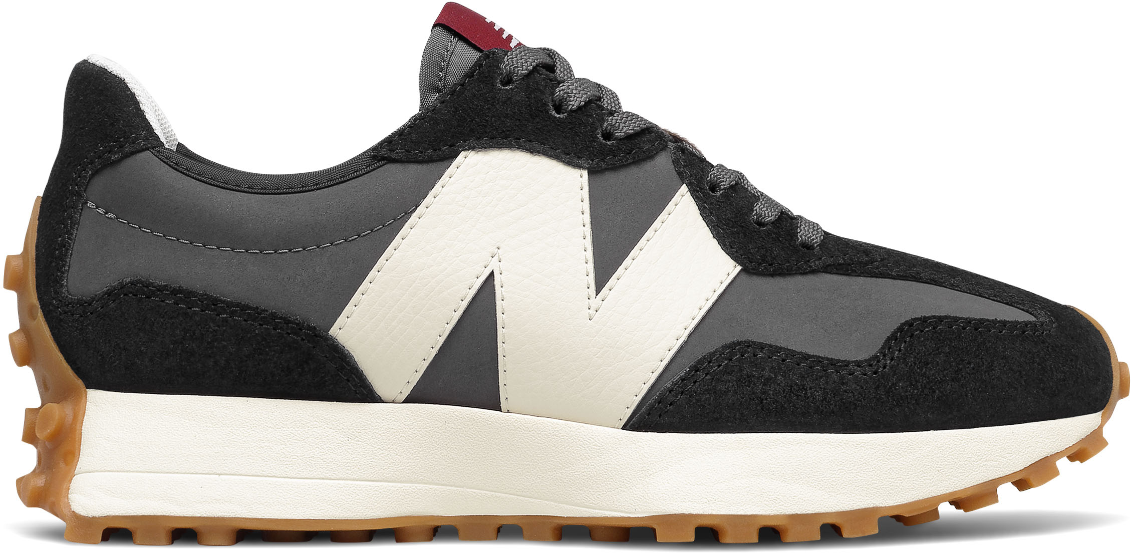 Sneaker NEW BALANCE "327", Damen, Gr. 37, schwarz (schwarz, grau), Leder, Synthetik, Schuhe Sneaker