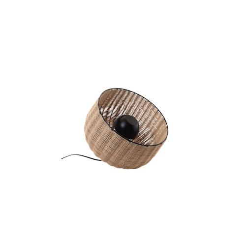Tischlampe Samuel mittleres Modell aus Bambus - Braun Rund Metall Amadeus