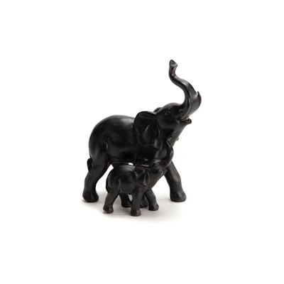 Mama und Baby Elefant - Schwarz Anderes Amadeus-Harz 16x9 cm Image