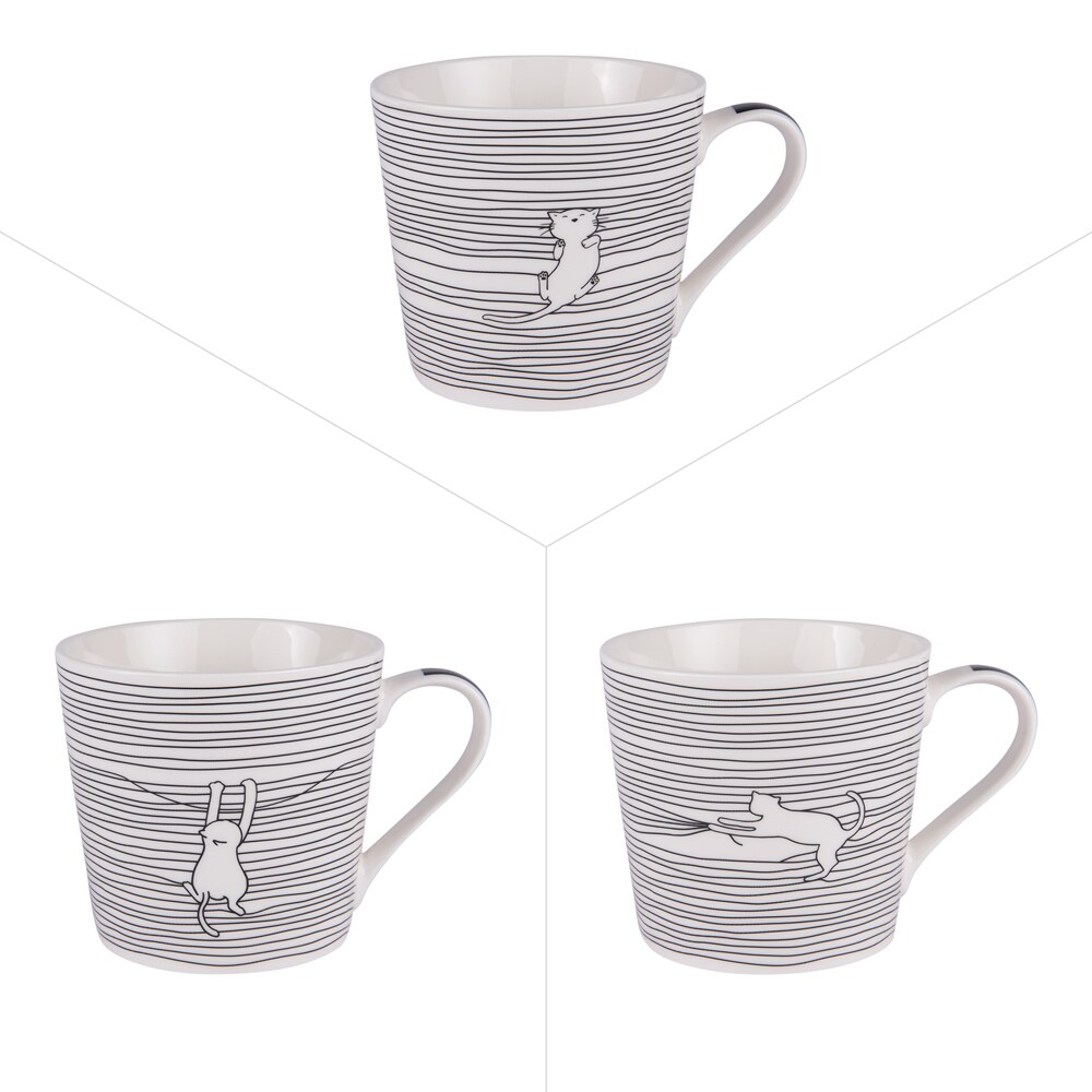 TABLE PASSION Mug Filo cats 40 cl x3 - Weiß Rund Porzellan Tisch Passion Image