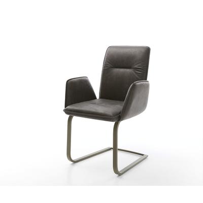 DELIFE Freischwinger Vinja-Flex Mikrofaser Anthrazit Vintage Freischwinger flach Effektfinish Titan, Esszimmerstühle Image