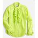 J. Crew Tops | J. Crew Collection Button Down Ruffle Shirt Garment Dyed Silk Key Lime Green 2 | Color: Green | Size: 2