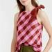 J. Crew Tops | J.Crew Oversized Pink Gingham Tie Shoulder Bow Top Tank Retro Plaid | Color: Pink/Tan | Size: 10
