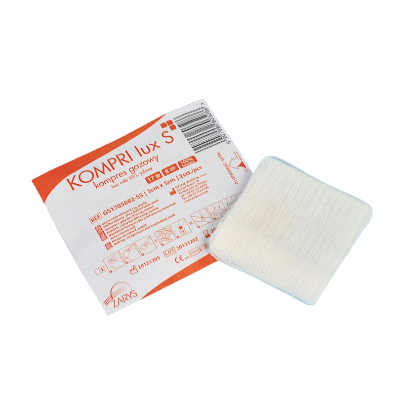 Compressa di garza sterile, piegata, in cotone con filo di bario - 7,5x7,5 cm - 12 strati - 10 pz.