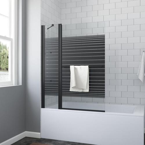 AQUABATOS Duschwand Badewanne schwarz 110 x 140 cm Duschtrennwand Faltwand Badewannenfaltwand 5 mm