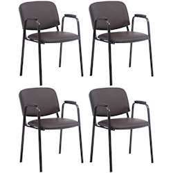 CLP 4er Set Besucherstühle Ken Pro Kunstleder braun Image