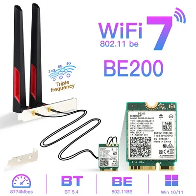 WiFi 7 For Intel BE200 Wireless Network Card Bluetooth 5.4 WiFi BE200NGW NGFF Adapter 802.11AX