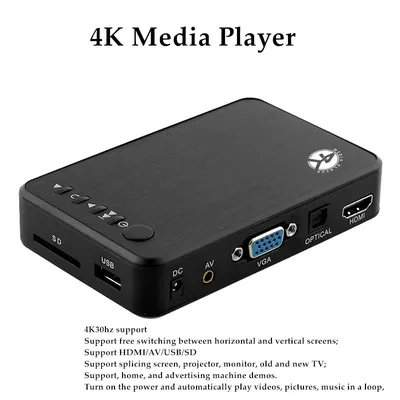 New Mini HD Media Box 4K Player Support Splicing Screen TV Projector Monitor U Disk SD HDD Autoplay