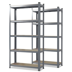 KARAT Schwerlastregal Lakota - 2er Set - Traglast bis 875 kg - Individuell einsetzbar - Grau -200 x 120 x 60 cm Image