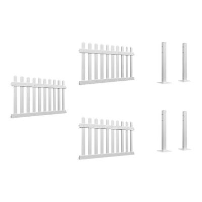 Mod-Fence Mod-Picket 18' White Picket Fence Starter Kit with 3 Fence Panels and 4 Post Connectors