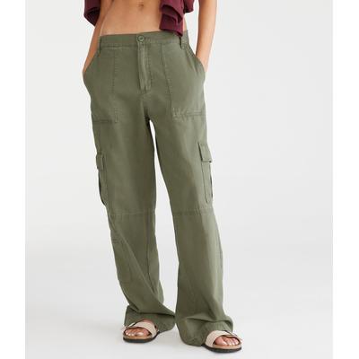 Aeropostale Womens' Mid-Rise Utility Cargo Pants - Green - Size 2XL S - Cotton