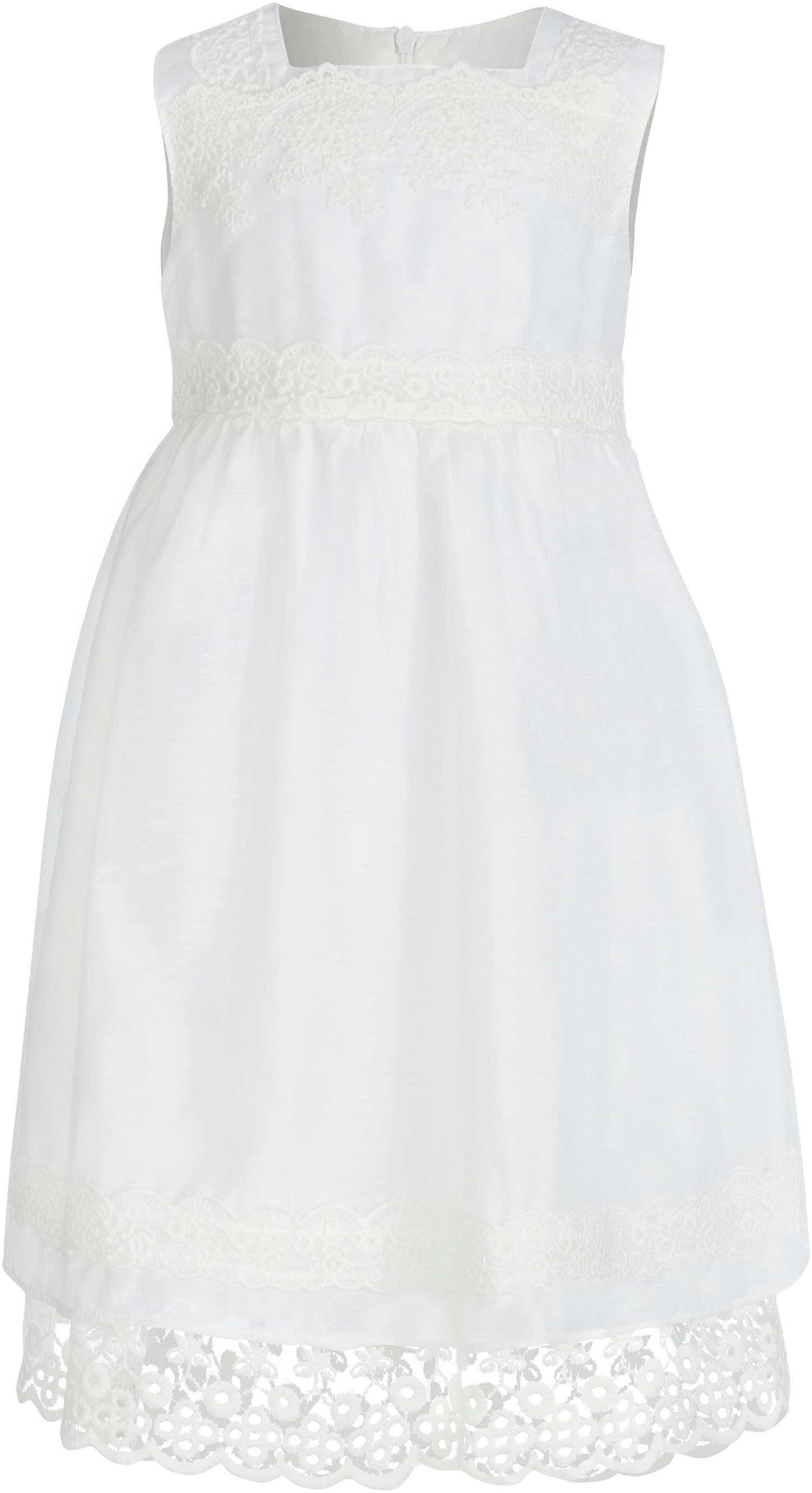 Taufkleid HAPPY GIRLS "dress", Mädchen, Gr. 92, N-Gr, beige (ecru), Web, Obermaterial: 40% Baumwolle, 30% Polyamid, 30% Polyester, festlich, lang, eckiger Ausschnitt, Kleider Image