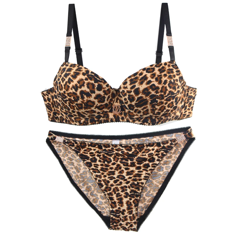Sous-vêtements Sexy imprimé léopard pour femmes, ensemble de soutien-gorge Push Up, sans couture, kaki, Beige, noir, Lingerie féminine, nouvelle collection 2024