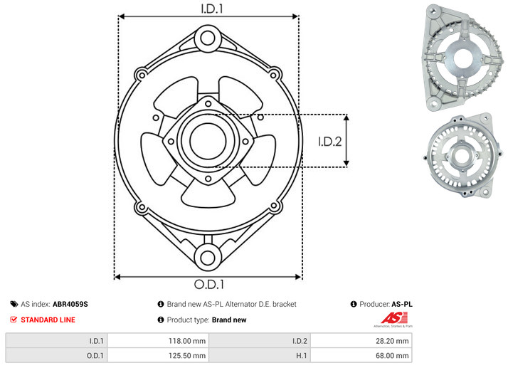 AS-PL Halter, Generator-Antriebsflansch ABR4059S Universal 125,50mm Image
