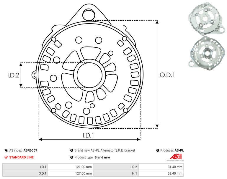AS-PL Halter, Generator-Antriebsflansch Universal 127,00mm ABR6007 Image