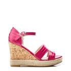Moda in Pelle Women's Rikolia Raspberry Patent Mocc Crocodile Print Wedge Heeled Sandals 7