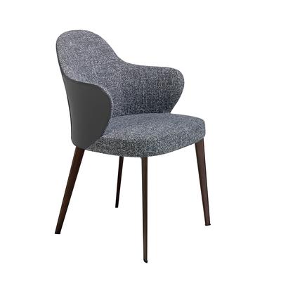 Stuhl mit Stoff- und Öko-Lederbezug. Struktur aus dunkelbraunem Stahl
