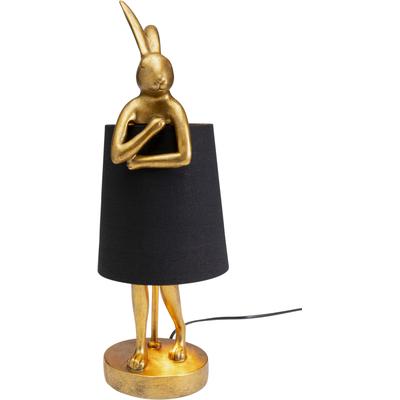 Tischleuchte Hase mit Leinen-Schirm, gold und schwarz, H50cm